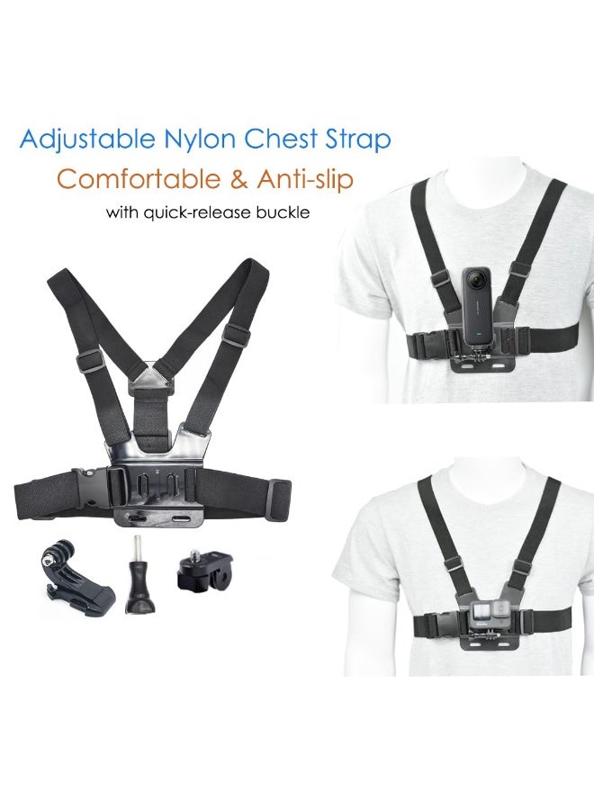 KISSUN Action Camera Accessory Kit Chest Strap Mount Head Mount Wrist Strap Backpack Clip Mount for Insta360 One X3/ One X2/Insta360 One RS/Go2,GoPro Hero 11/ Hero 9/ Hero 8 - Image 2